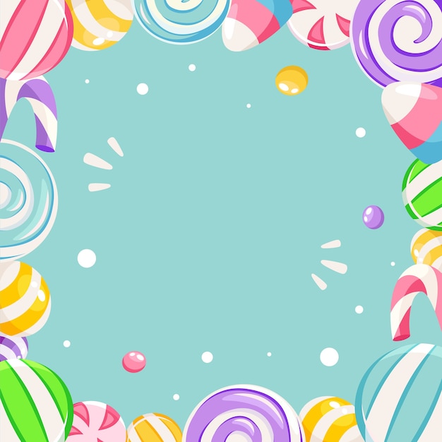 Vector sweet, candy frame, background. candy shop concept.  in flat style.