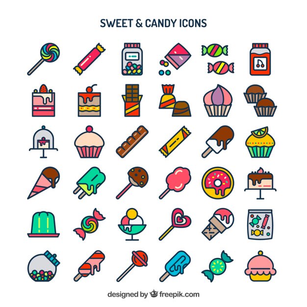 Collezione dolce e icona di caramelle