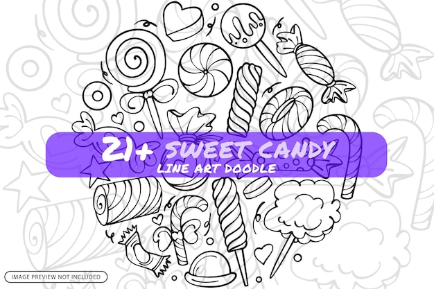 Dolce candy line art doodle