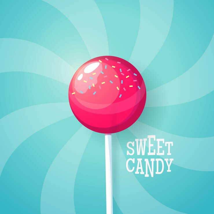 Sweet candy. Pink lollipop vector illustration.