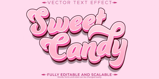 Vector sweet candy text effect editable sugar and sweet text style