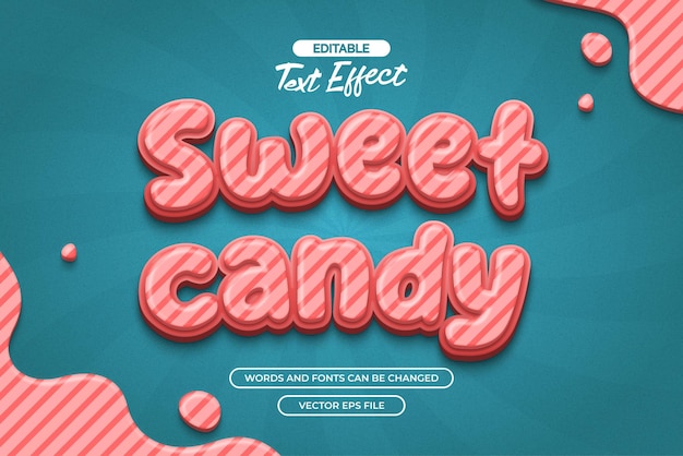 Vettore effetto testo caramelle dolci