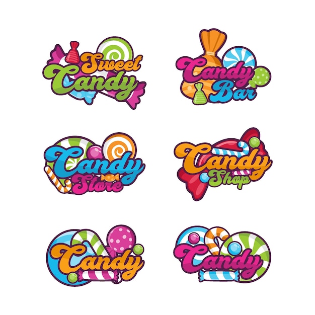 Collezione di logo di disegno vettoriale caramelle dolci