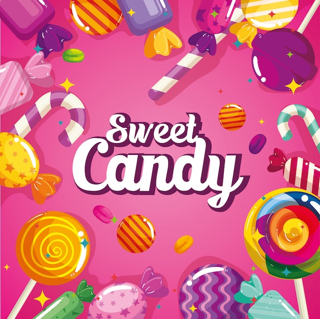 Sweet candy with caramels banner