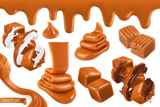 Sweet caramel illustration set