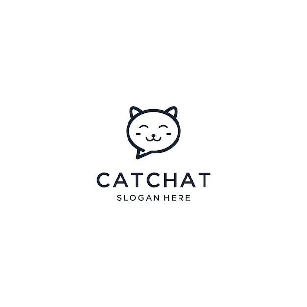 Сладкая кошка чат дизайн логотипа