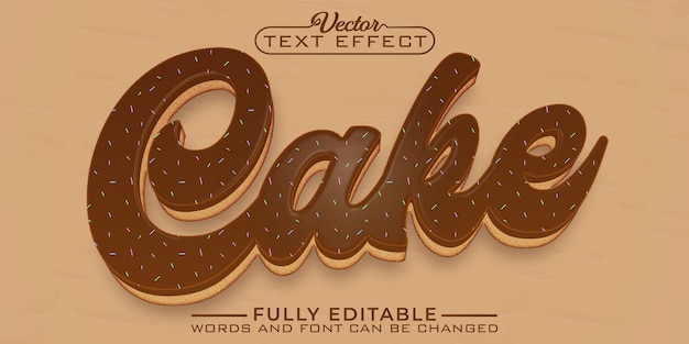 Sweet Chocolate Sauce Cake Vector Editable Text Effect Template