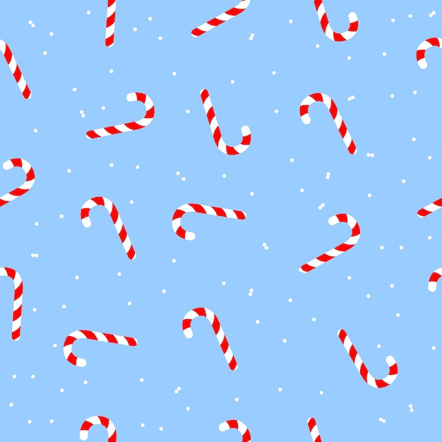 Vector sweet christmas candy seamless pattern on blue texture