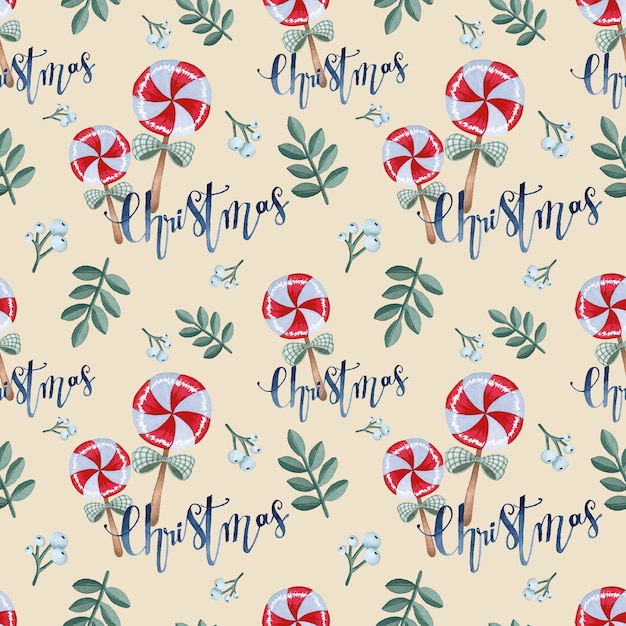 Sweet christmas seamless pattern watercolor wrapping paper