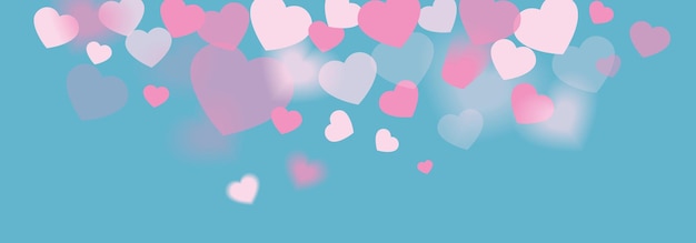 Sweet colors banner love hearts illustration