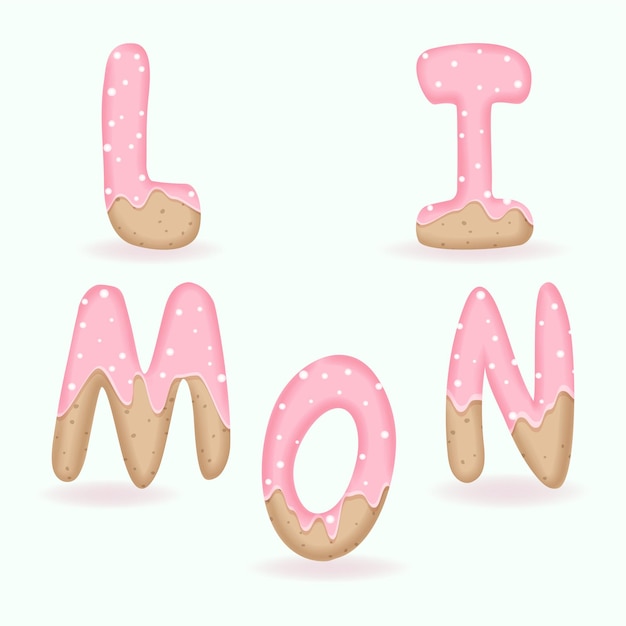 Sweet cookie alphabet font illustration