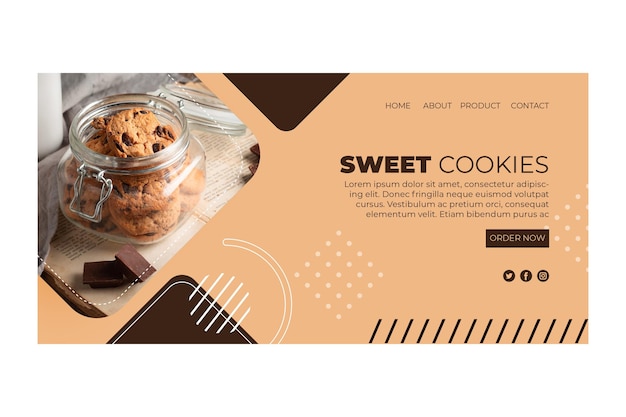 Vector sweet cookies landing page