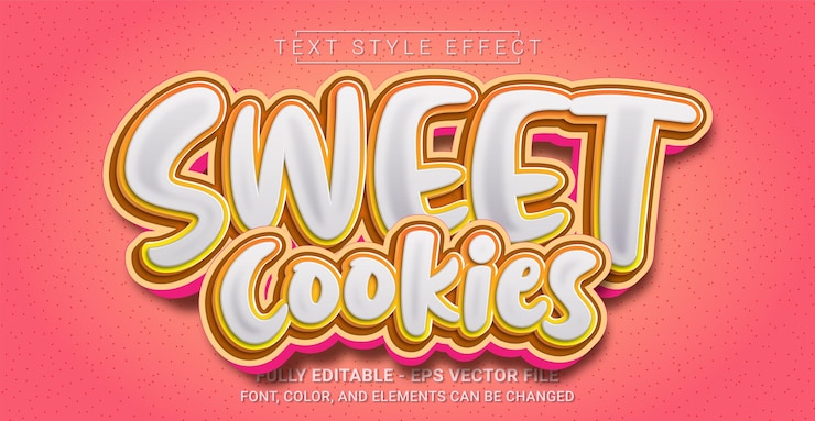 Vector sweet cookies text style effect editable graphic text template