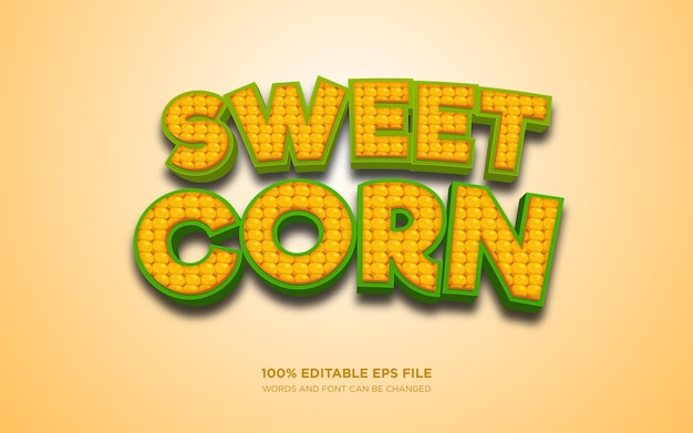 Эффект стиля редактируемого текста sweet corn 3d