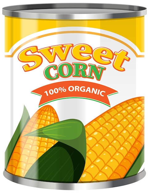 Sweet Corn Food Can Vector