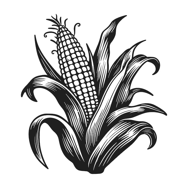 Vector sweet corn icon in black style isolated on white background