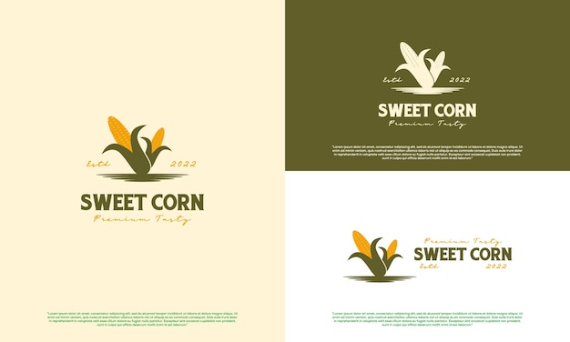 Sweet corn logo design vintage retro