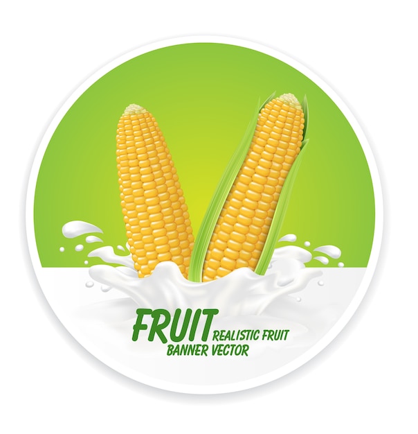 Etichetta o adesivo dell'alimento di tipografia dell'iscrizione di logo del mais dolce