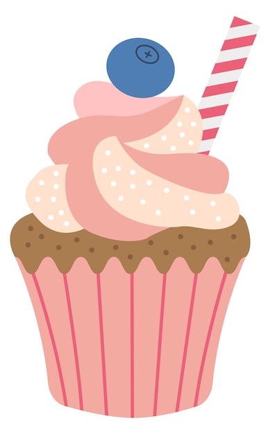 Sweet cream dessert blueberry cupcake color icon