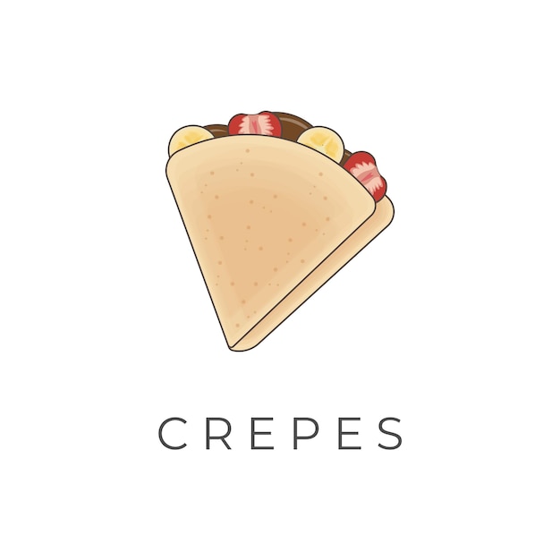 Sweet Crepe Cartoon Vector Illustration Logo With Fruit Filling