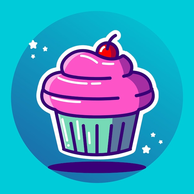 Sweet cup cake vector illustration