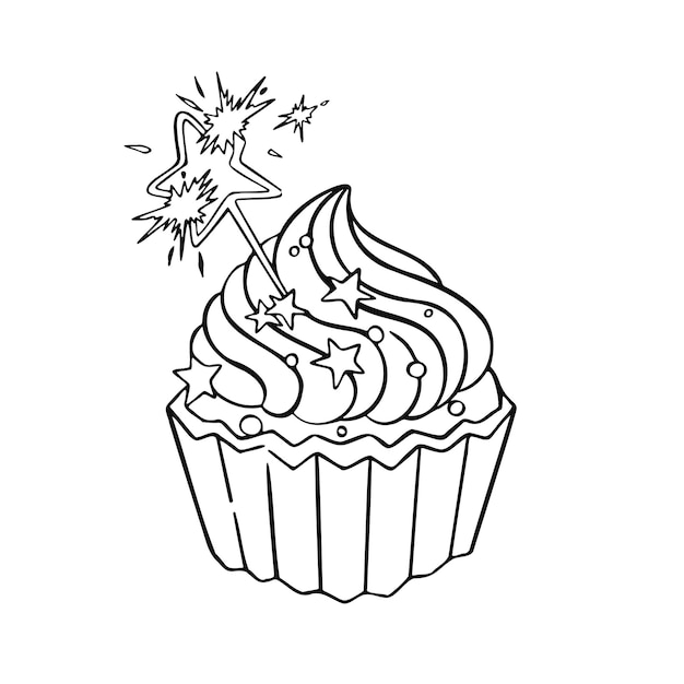 Sweet cupcake bun cake dessert hand drawn illustration