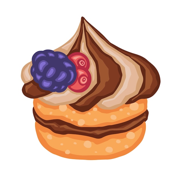 Illustrazione disegnata a mano del dessert della torta del panino del bigné dolce