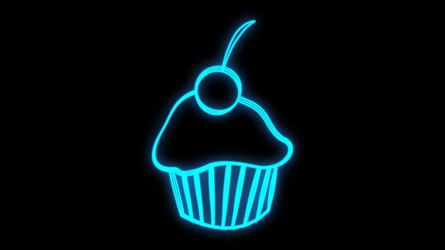 Sweet cupcake Neon bright sign light banner Logo confectionary bakery Vector image