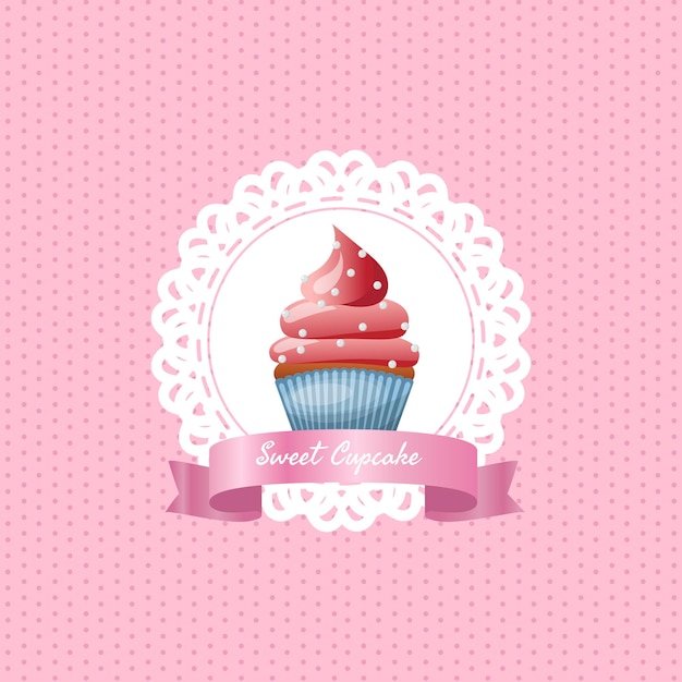 Sweet cupcake poster with lace