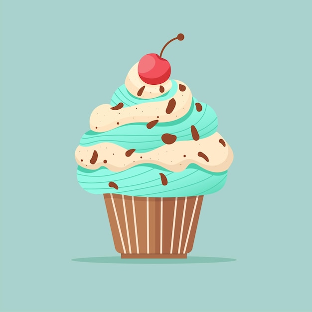 Sweet cupcake vector flat illustration background