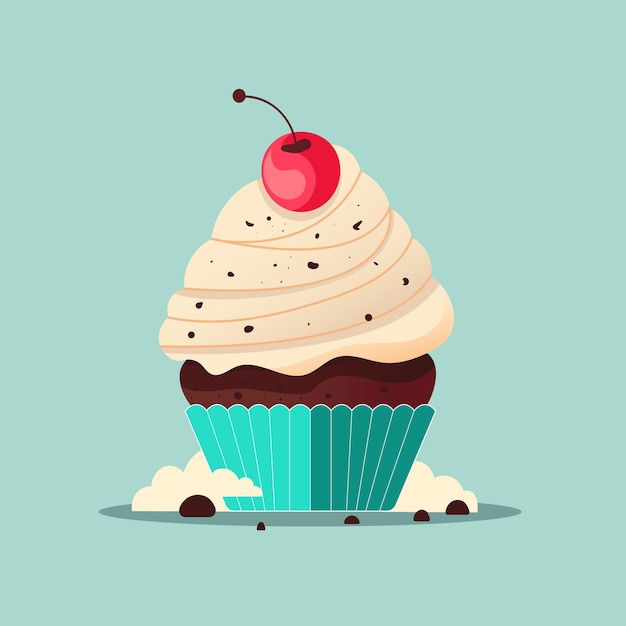 Illustrazione piana di vettore dolce cupcake