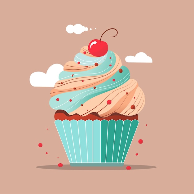 Sweet cupcake vector flat illustration