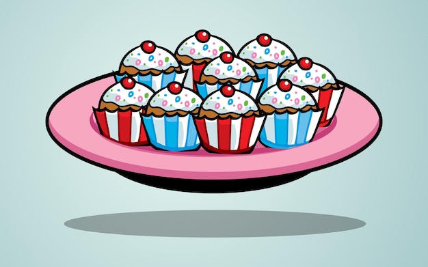 Vector sweet cupcake vector pro set