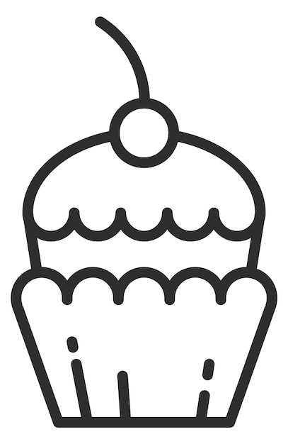 Sweet cupcake with cherry pastry linear icon