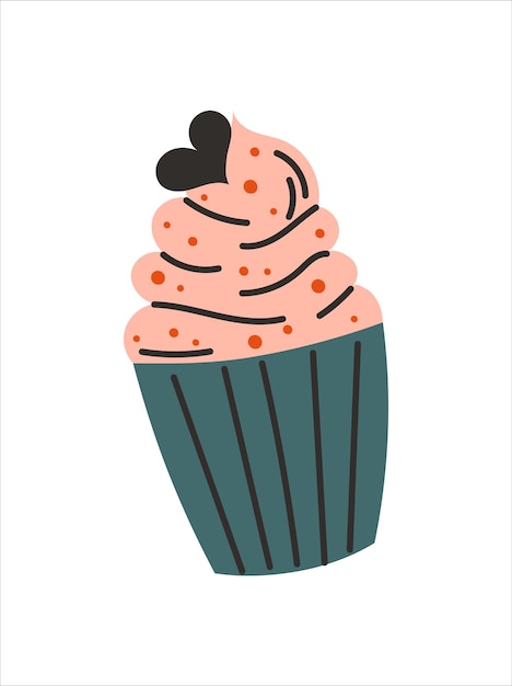 Vector sweet cupcake with cream valentines day vector design element