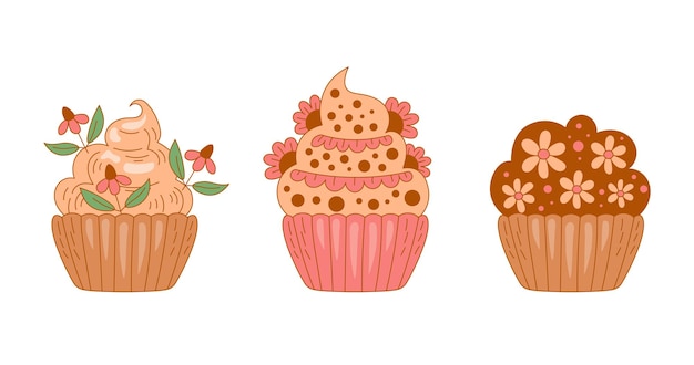 Sweet cupcakes food set