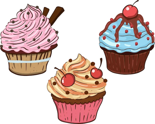 Vector sweet cupcakes vector illustration