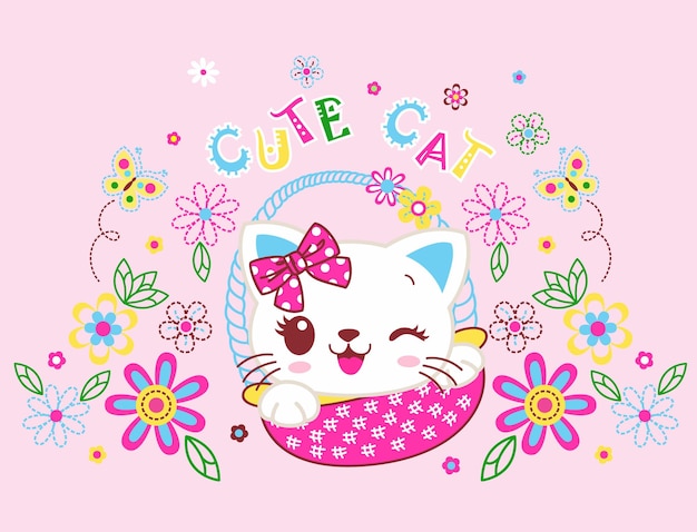 Vector sweet cute cat vector illustration