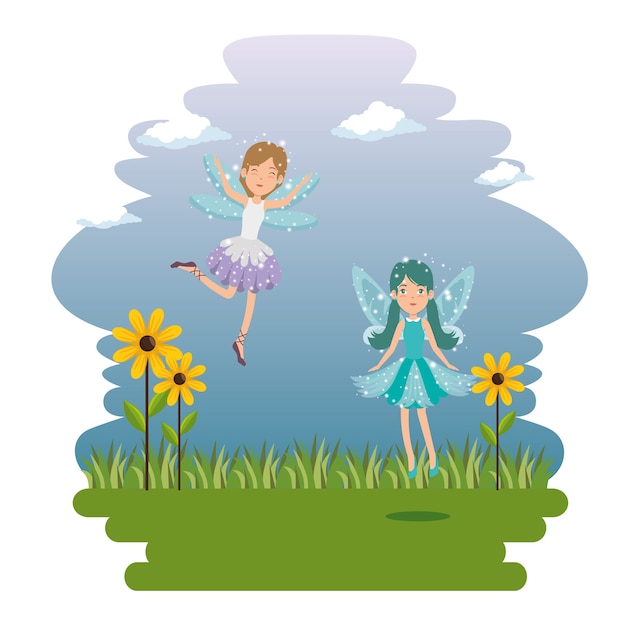 Vector sweet and cute fairy cartoon