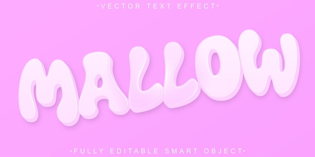 Sweet Cute Marshmallow Vector Volledig bewerkbaar Smart Object Text Effect