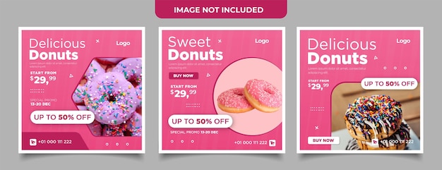 Sweet and delicious Doughnuts square flyer template