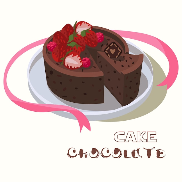 Sweet delicious mini pie Handdrawn vector illustration in cartoon style Chocolate cheesecake