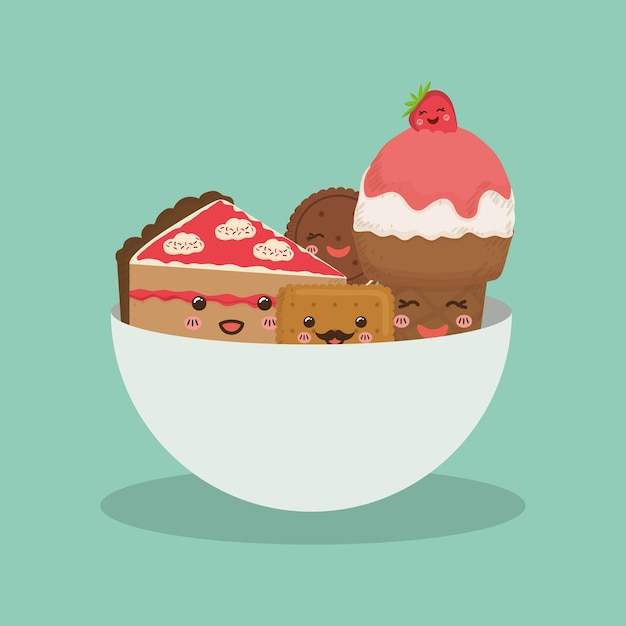 Vector sweet dessert cartoon icon