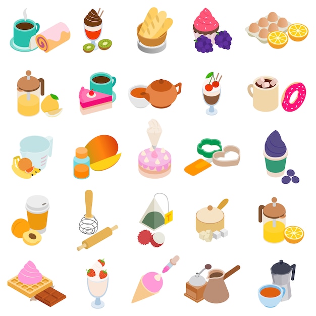 Sweet dessert icon set