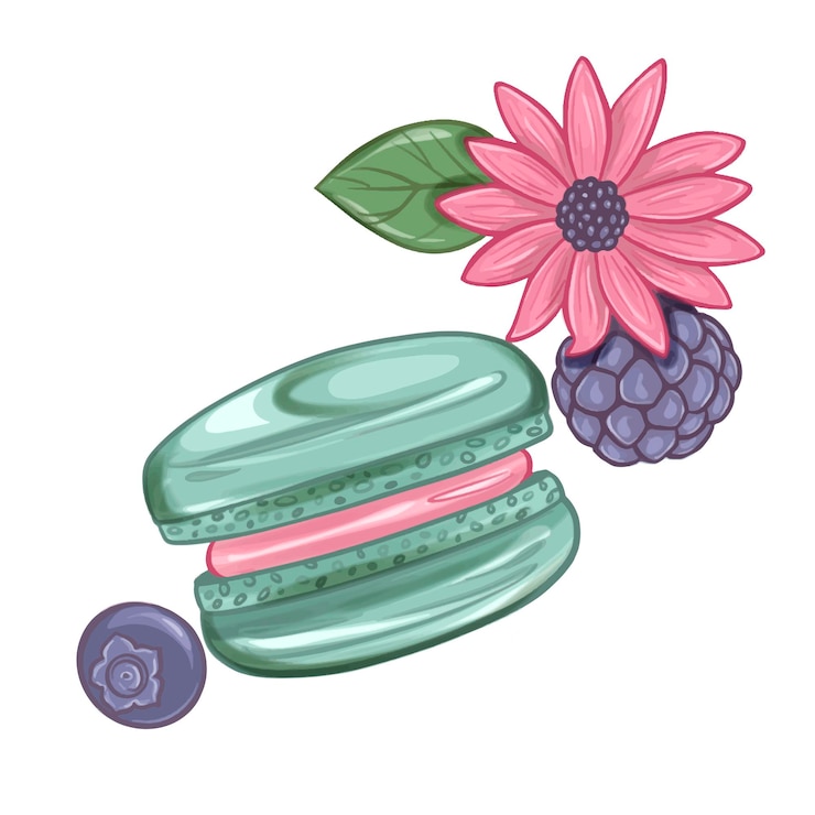 Vector sweet dessert vintage hand painting digital illustration pastel colours
