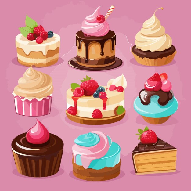 Sweet desserts vector