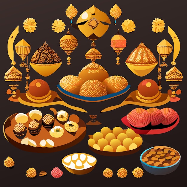 Vector sweet diwali delights illustration of diwali sweets diwali background diwali banner diwali vector
