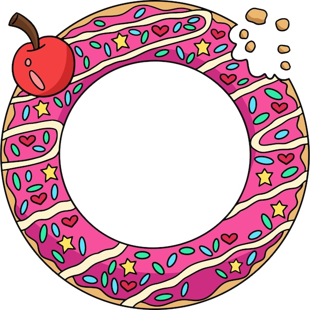 Сладкий пончик мультяшный цветной клипарт Иллюстрация