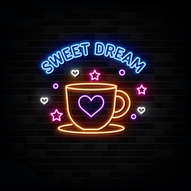 Vector sweet dream  neon sign design element light banner announcement neon signboard