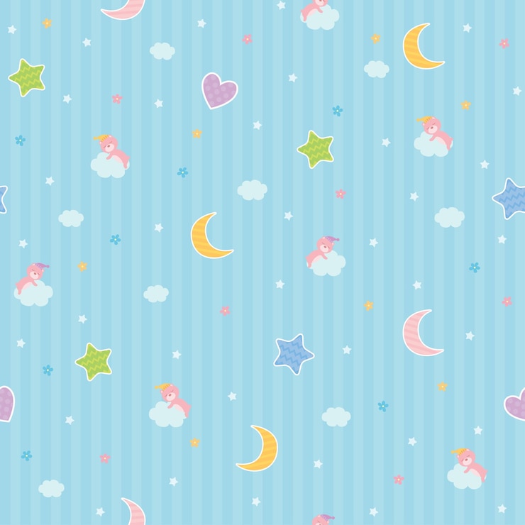 Vector sweet dreams seamless pattern design with sleeping bear on moon.